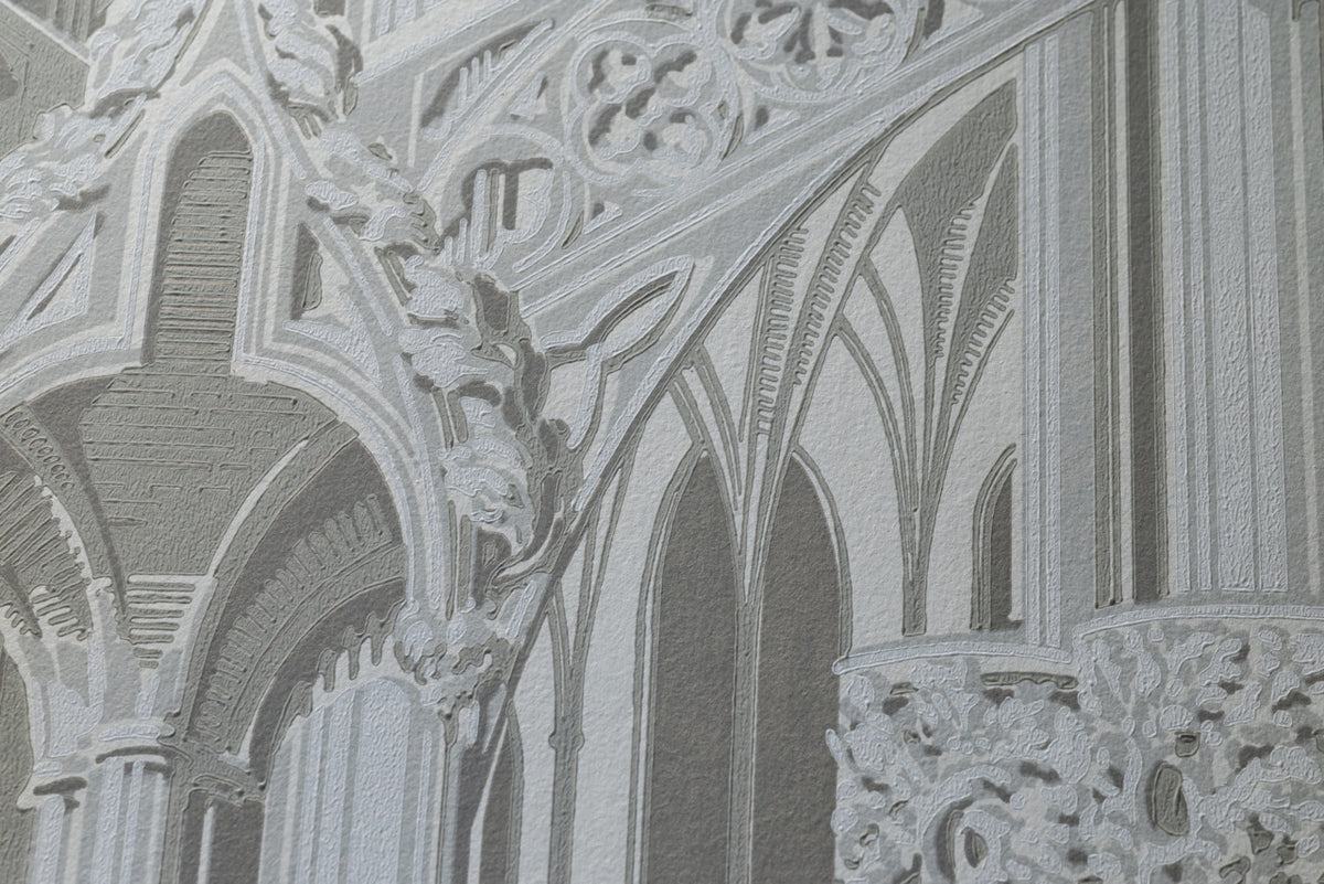 Farrow & Ball The Heritage Papers 6901 Gothic behang, close-up van de print