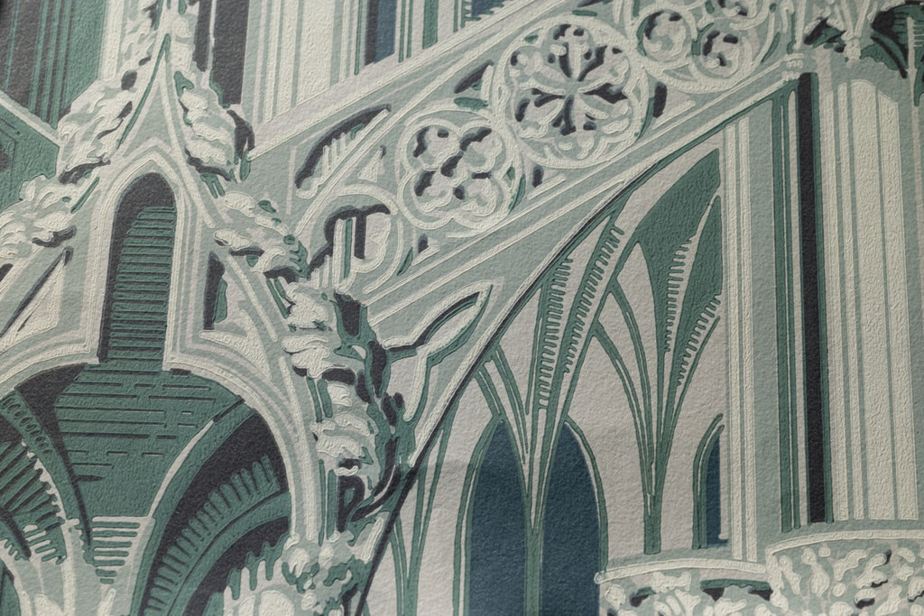 Farrow & Ball The Heritage Papers 6903 Gothic behang, close-up van de print