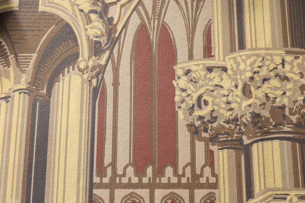 Farrow & Ball The Heritage Papers 6904 Gothic behang, close-up van de print