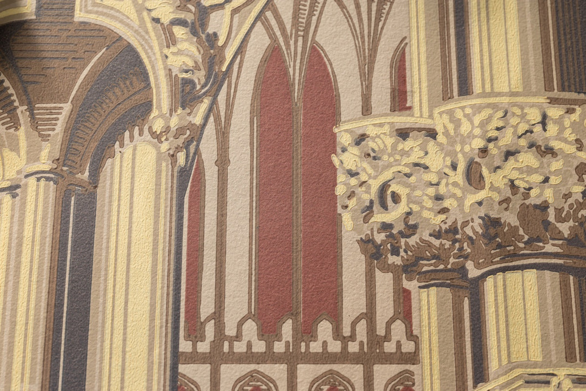 Farrow & Ball The Heritage Papers 6904 Gothic behang, close-up van de print