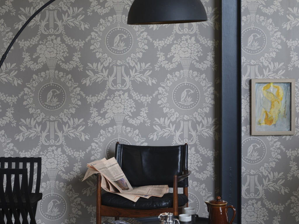 Farrow & Ball The Purnon Papers BP 6202 Purnon behang in een interieur, sfeerbeeld 2