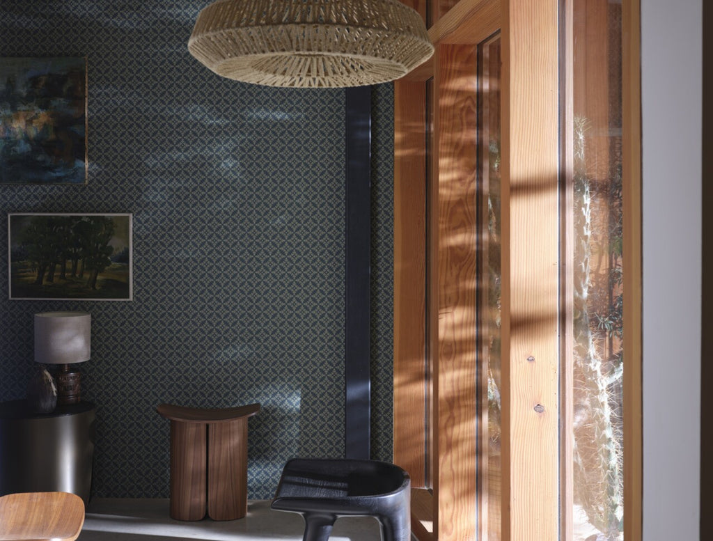 Farrow & Ball The Purnon Papers BP 6405 Achard behang in een interieur