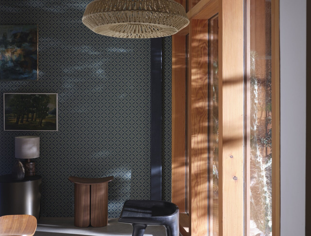 Farrow & Ball The Purnon Papers BP 6405 Achard behang in een interieur