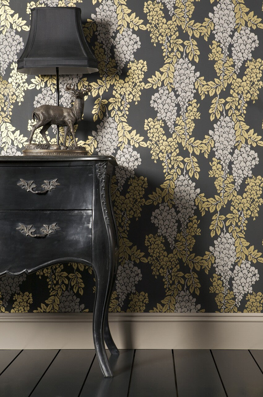 Farrow & Ball Wisteria BP 2206 behang in een woonkamer, sfeerbeeld 2