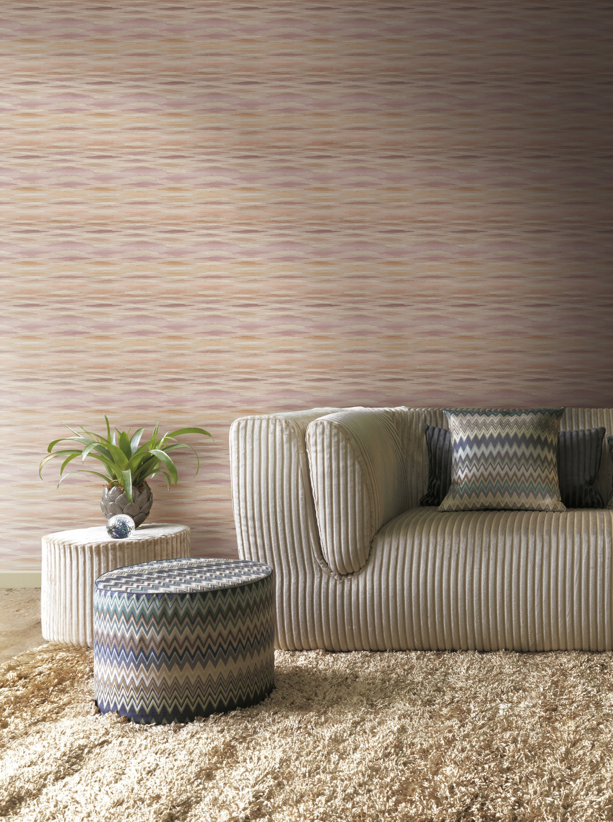 Hookedonwalls Missoni Home 10055 behang sfeerbeeld