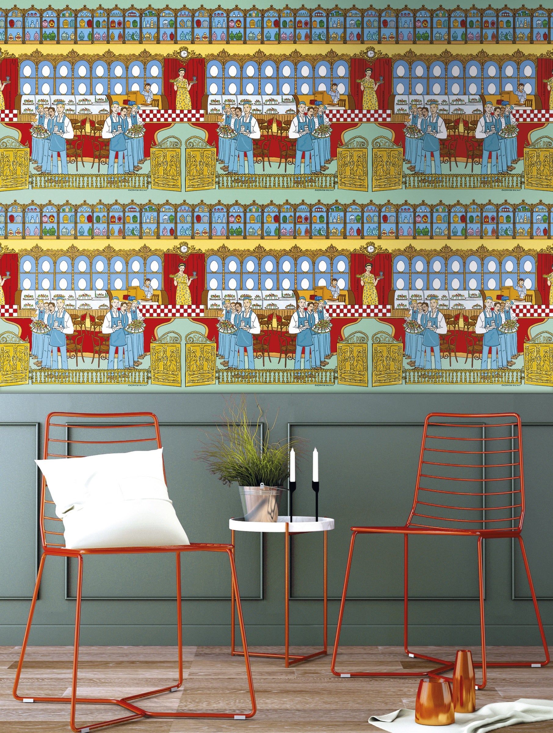 Hookedonwalls Enriquezland Pasticceria 25534 behang sfeerbeeld