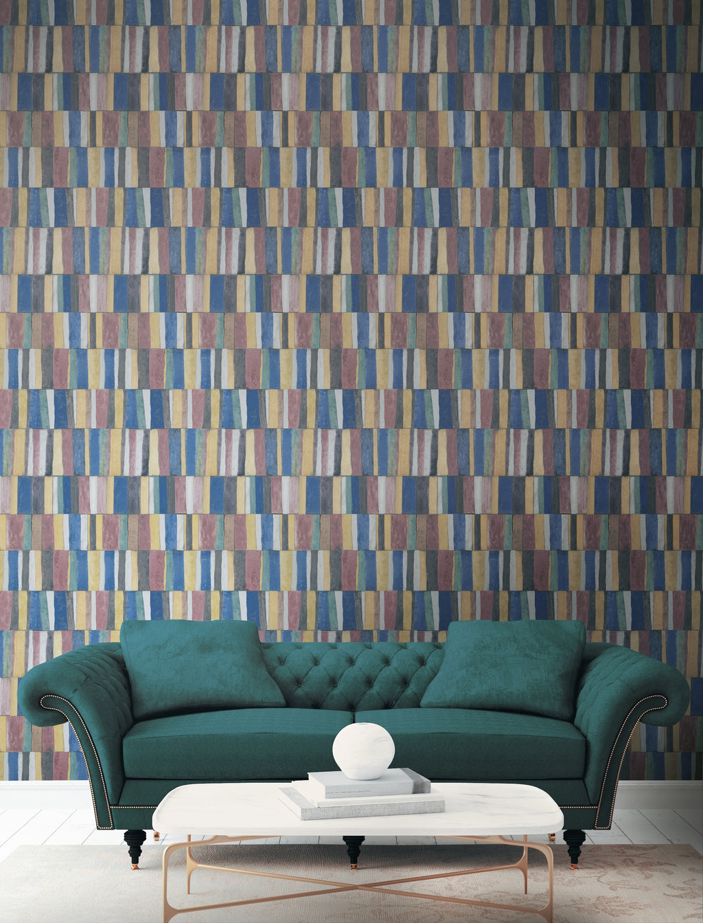 Hookedonwalls Academy Ritter Tiles 25610 behang sfeerbeeld