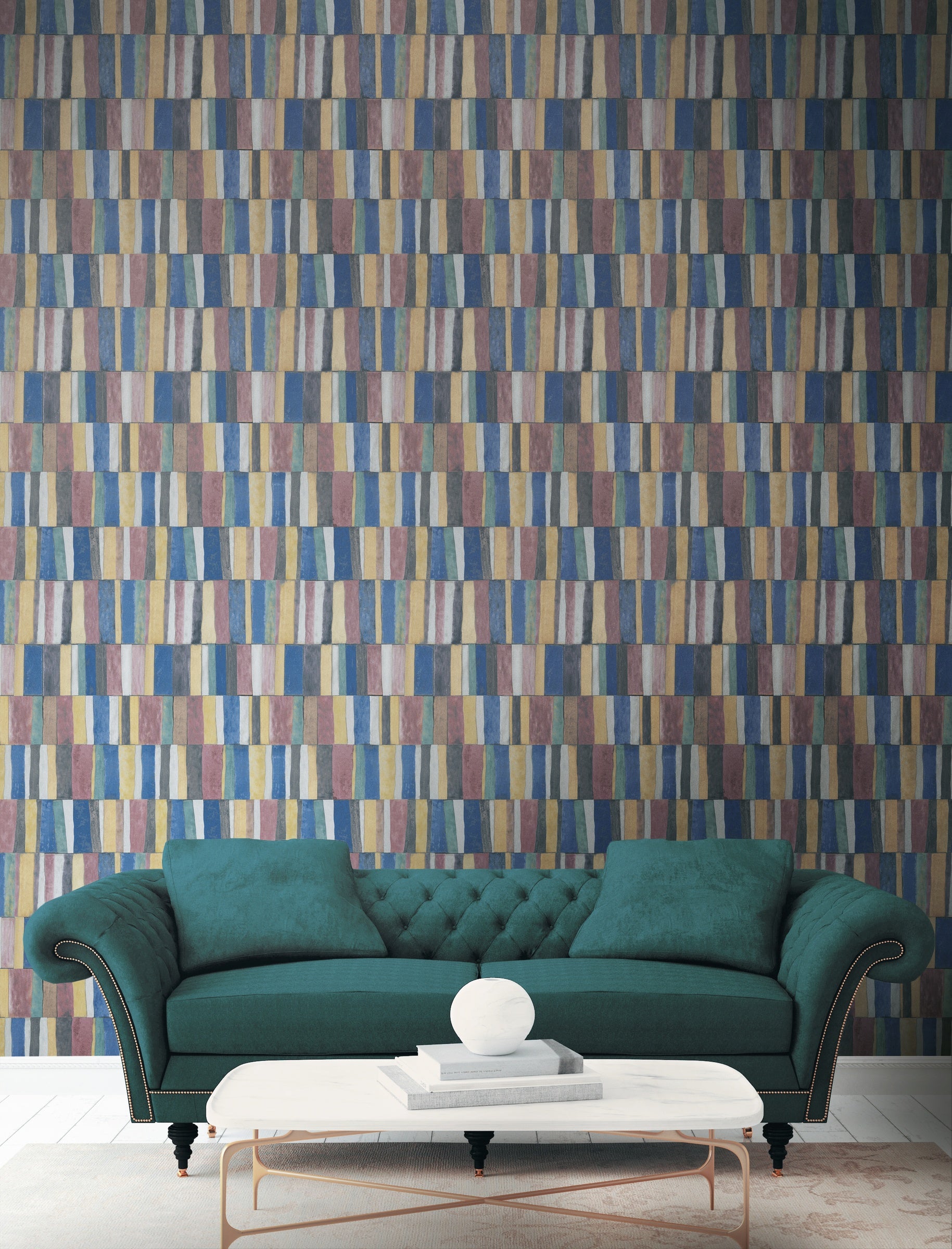 Hookedonwalls Academy Ritter Tiles 25610 behang sfeerbeeld
