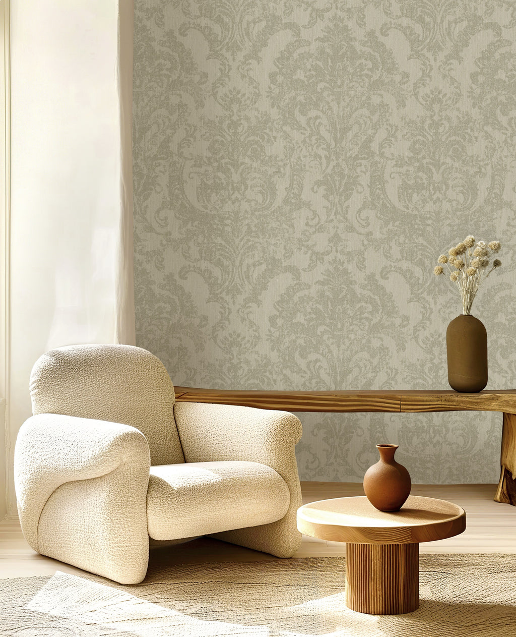 Hookedonwalls Chunky Weaves Damask 30612 behang sfeerbeeld