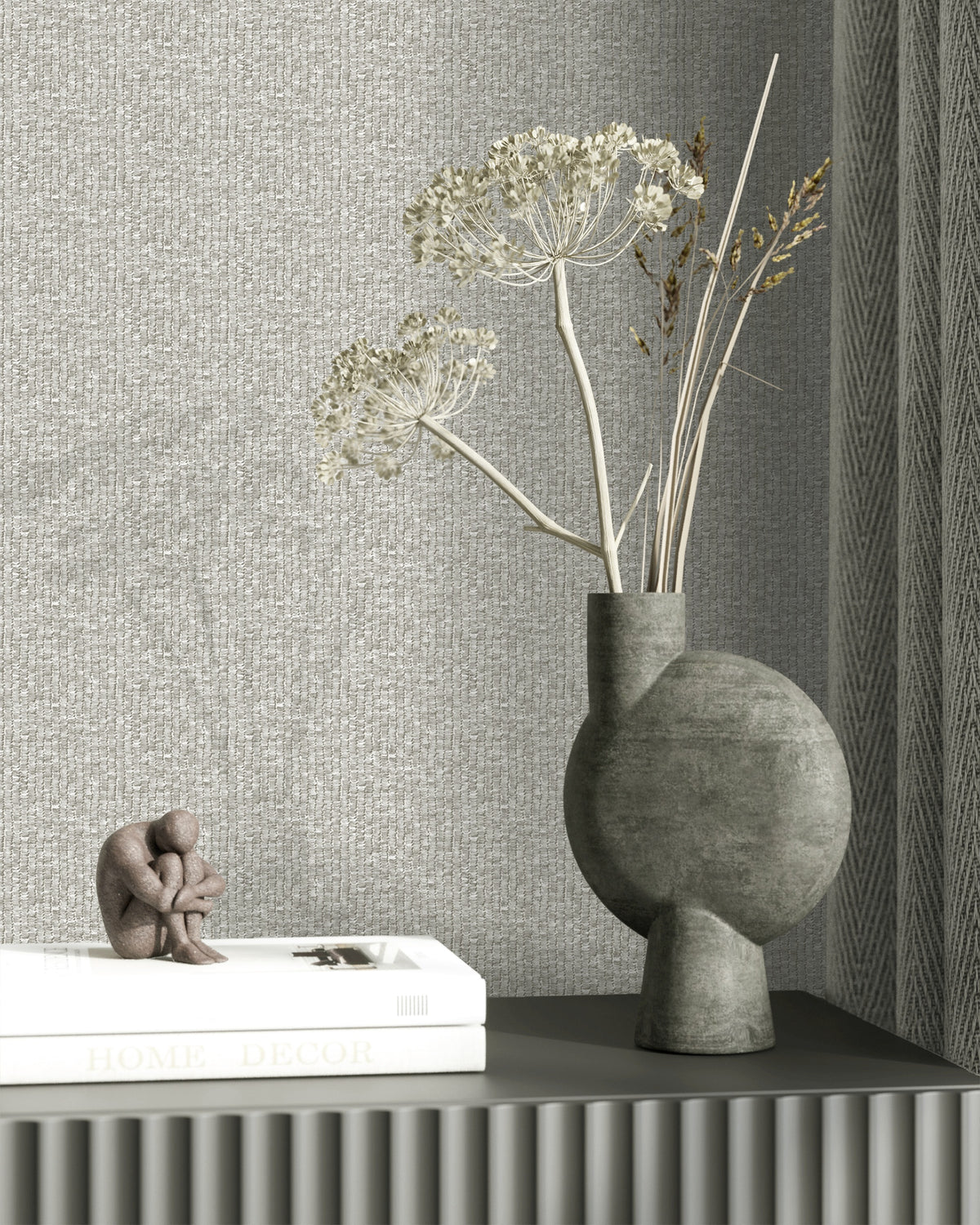 Hookedonwalls Chunky Weaves Ratine 30640 behang sfeerbeeld