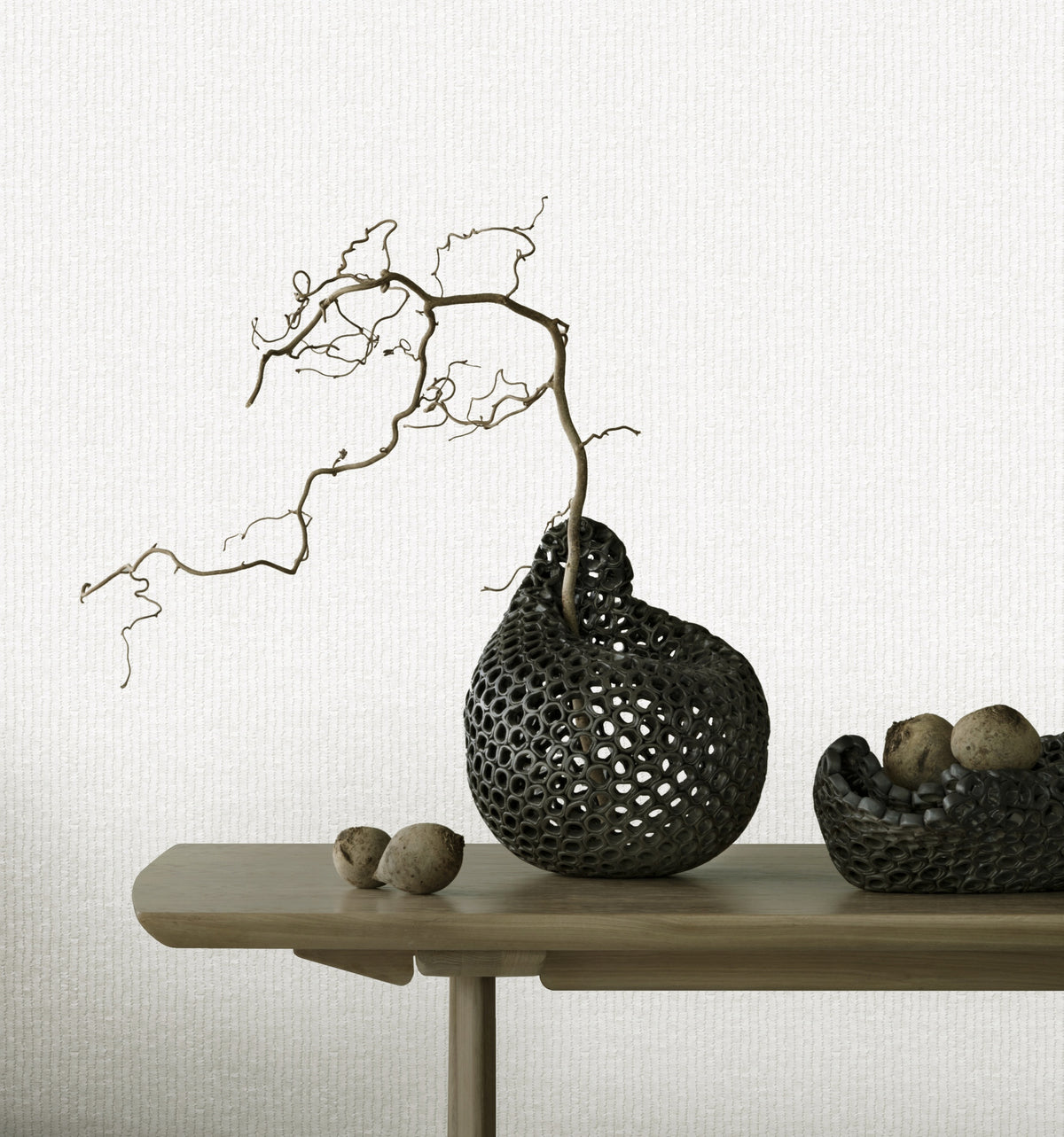 Hookedonwalls Chunky Weaves Ratine 30641 behang sfeerbeeld