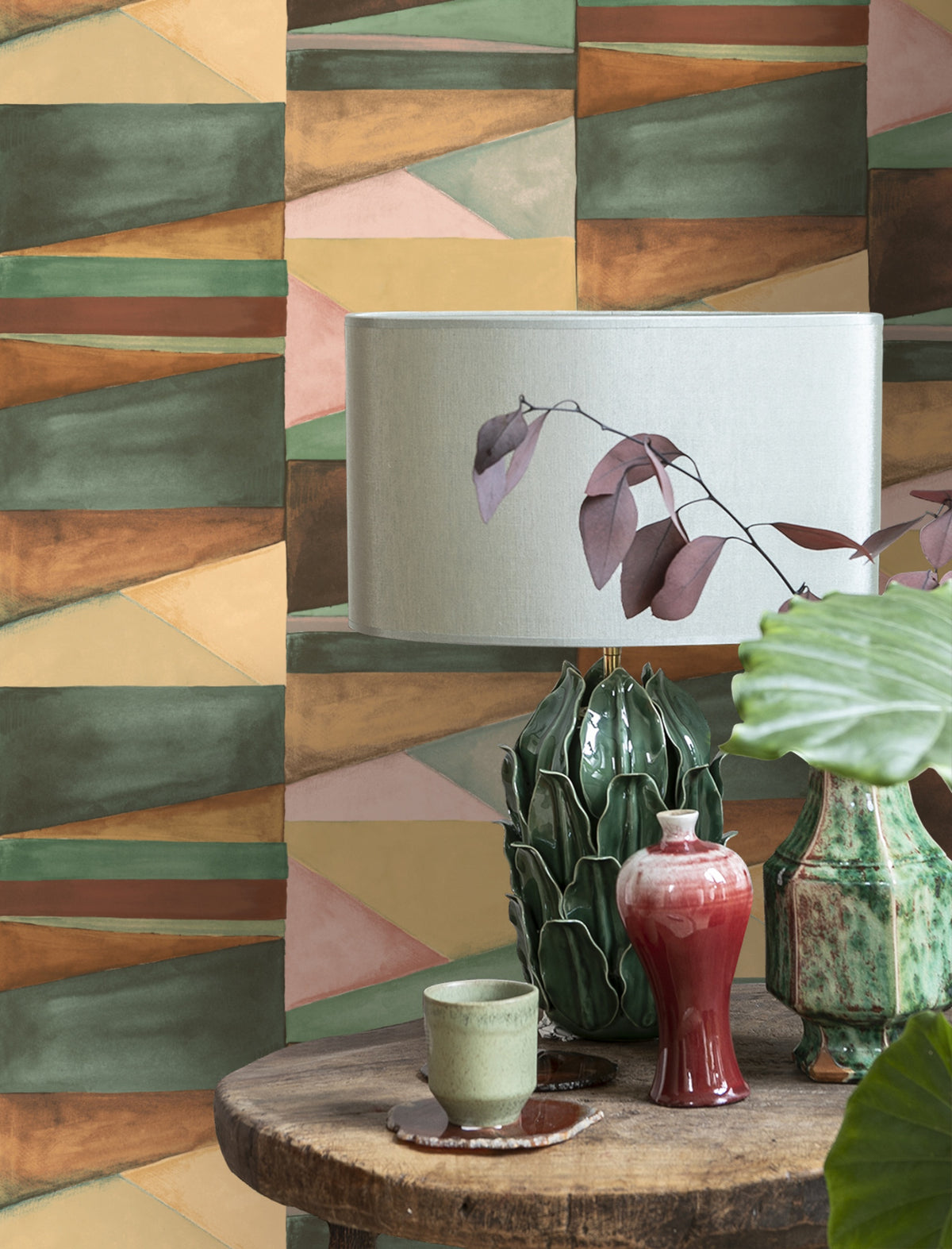Hookedonwalls Silhouette Color Blocks 34835 behang sfeerbeeld