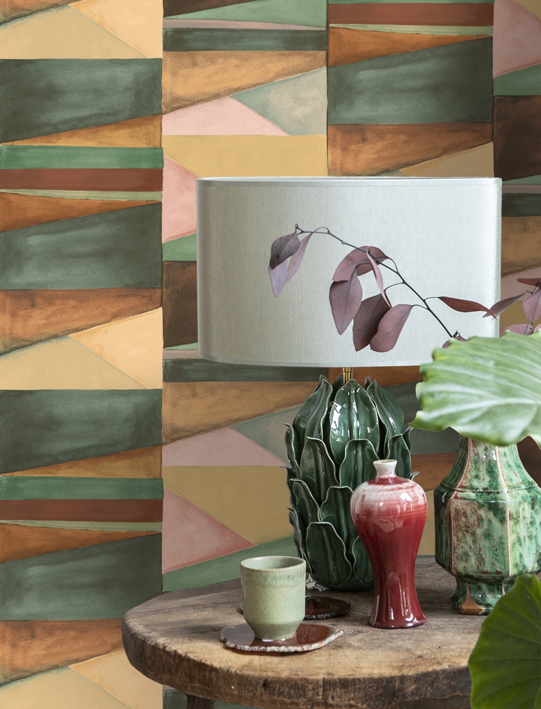 Hookedonwalls Silhouette Color Blocks 34835 behang sfeerbeeld