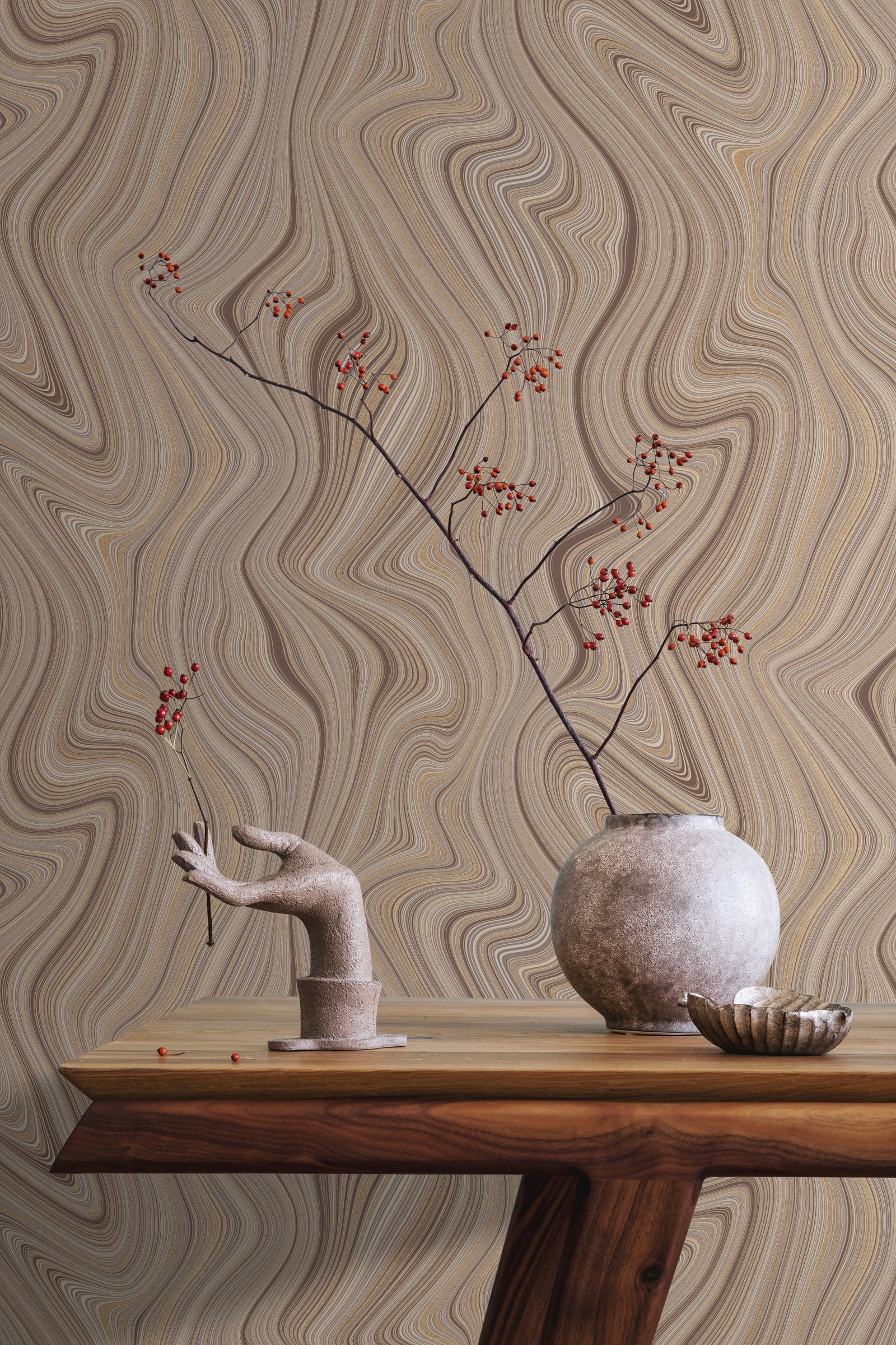 Hookedonwalls Silhouette Organic Lines 34852 behang sfeerbeeld