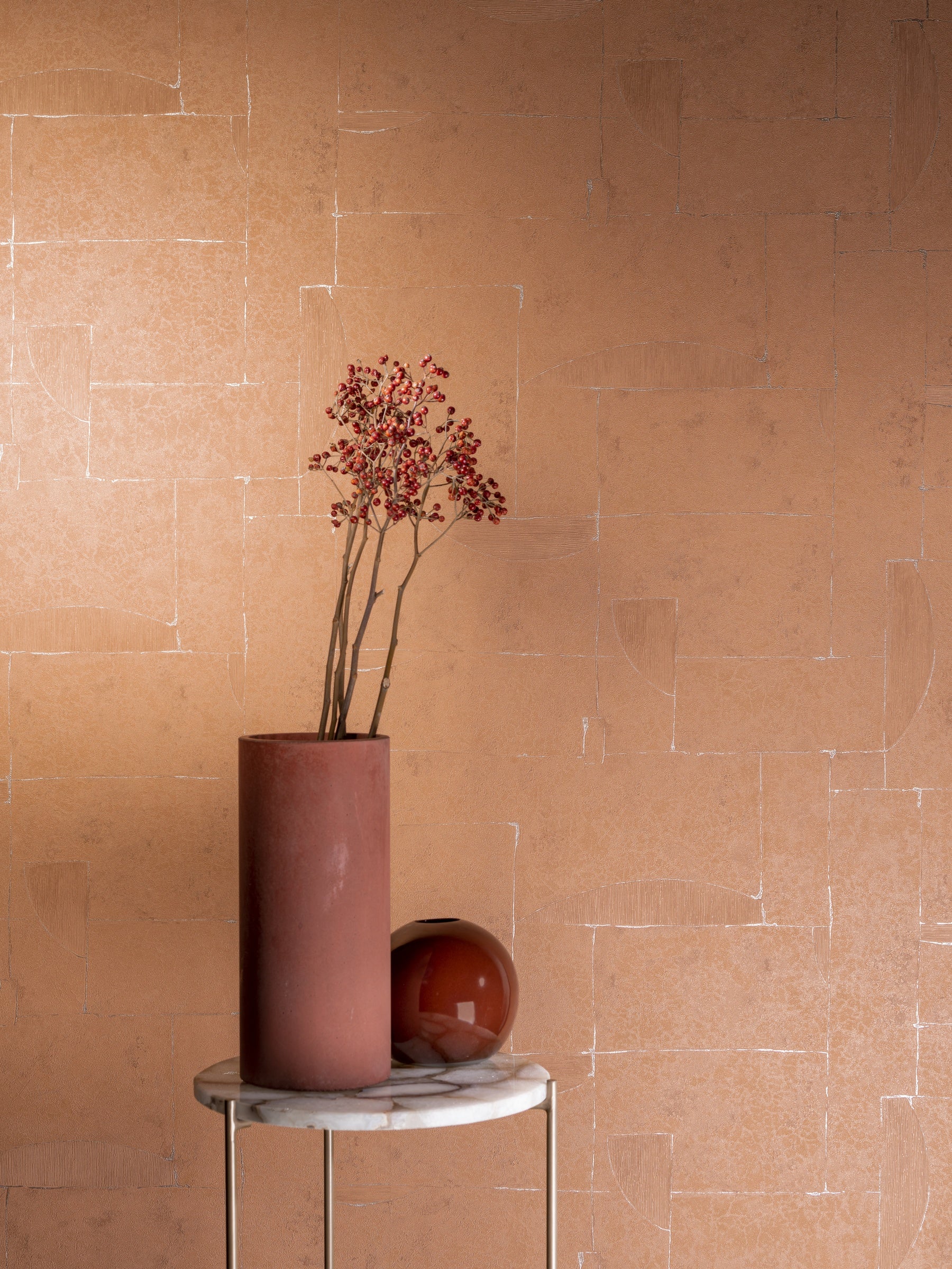 Hookedonwalls Terra Cotta Print 3 42118 behang sfeerbeeld