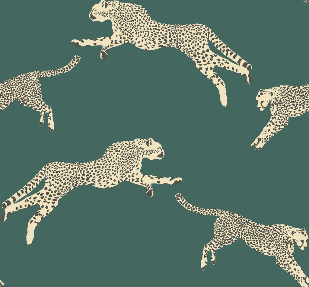 Hookedonwalls Scalamandre Leaping Cheetah JV26018 behang