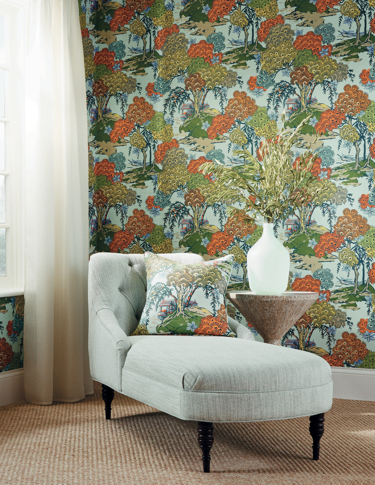 Hookedonwalls Scalamandre Sea Of Trees JV26033 behang sfeerbeeld