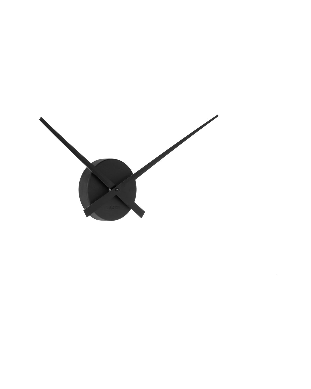 Karlsson wandklok Little Big Time Mini, zwart aluminium, schuin aanzicht