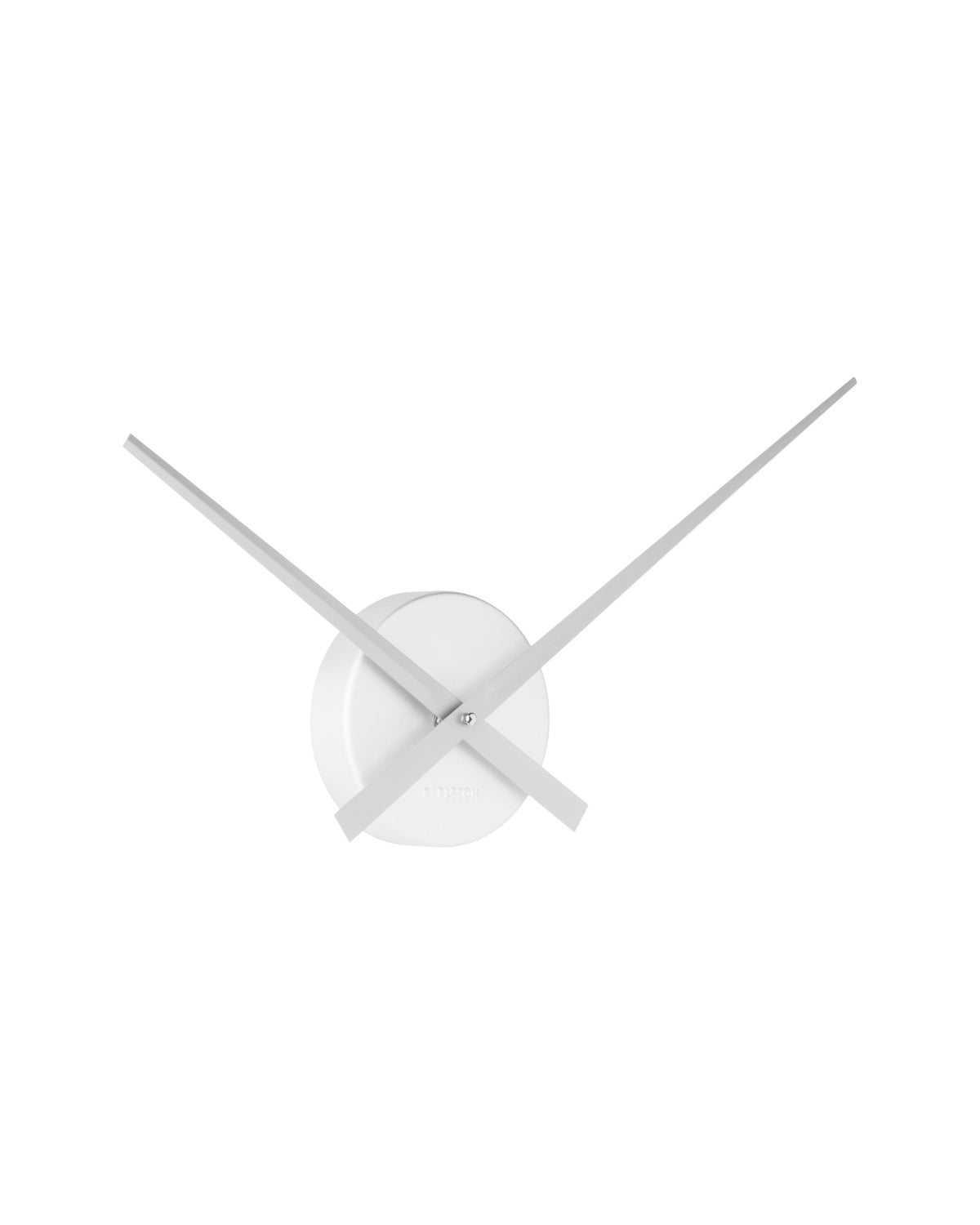 Karlsson wandklok Little Big Time Mini, zilver aluminium, schuin aanzicht