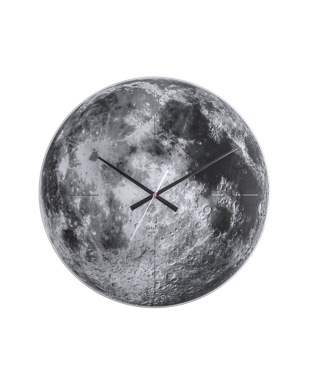 Karlsson wandklok Moon, spiegelglas, geruisloos, vooraanzicht