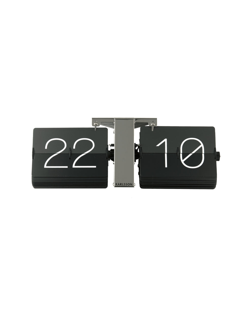 Karlsson flipklok Flip Clock No Case, zwart met chromen standaard, schuin aanzicht