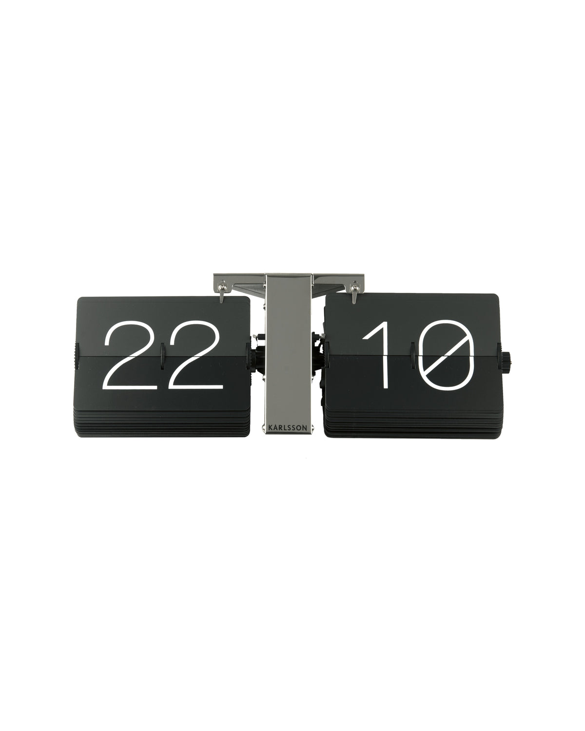 Karlsson flipklok Flip Clock No Case, zwart met chromen standaard, schuin aanzicht