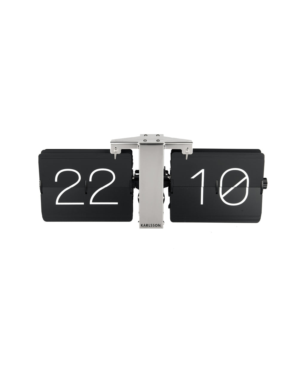 Karlsson flipklok Flip Clock No Case, zwart met chromen standaard, vooraanzicht