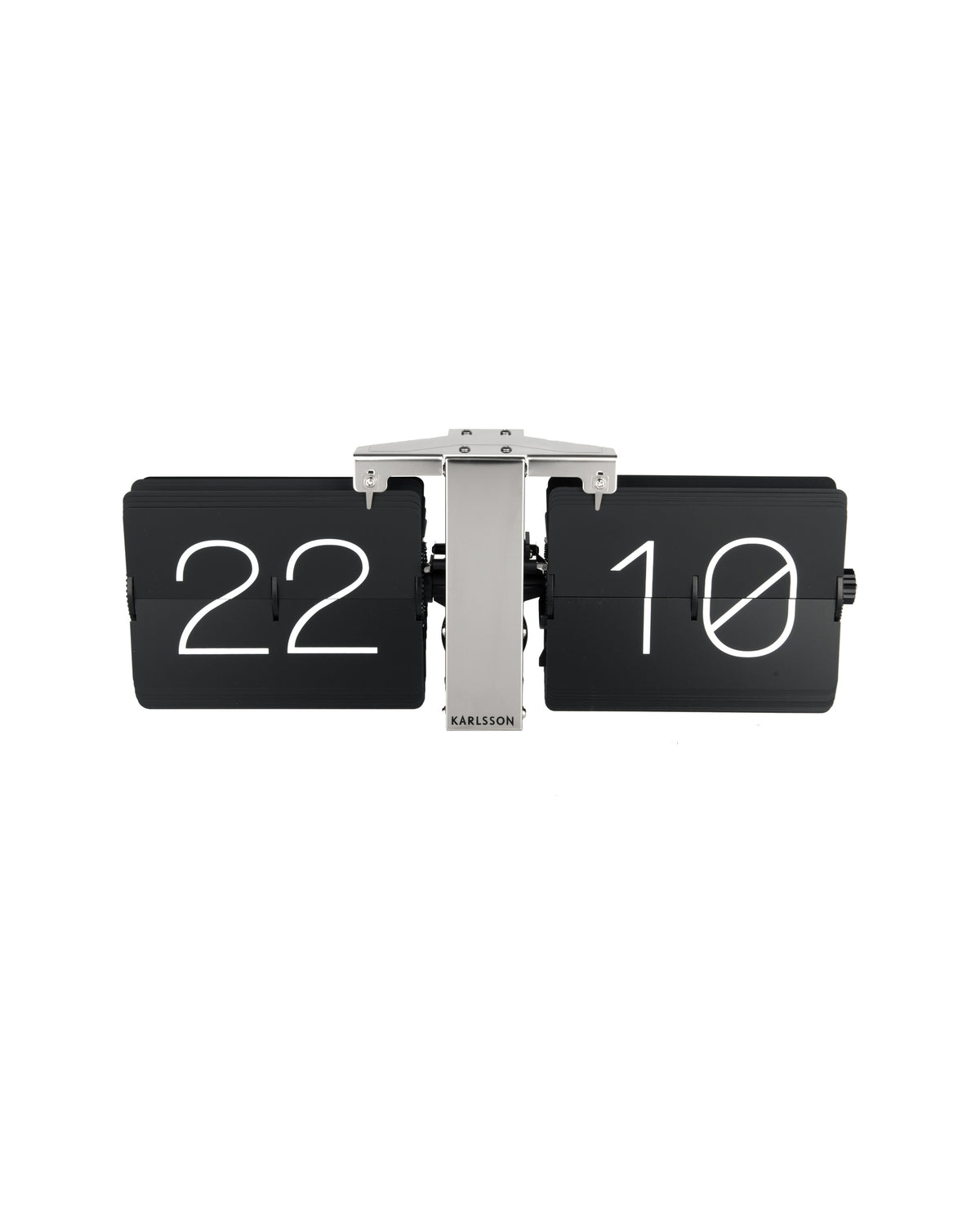 Karlsson flipklok Flip Clock No Case, zwart met chromen standaard, vooraanzicht