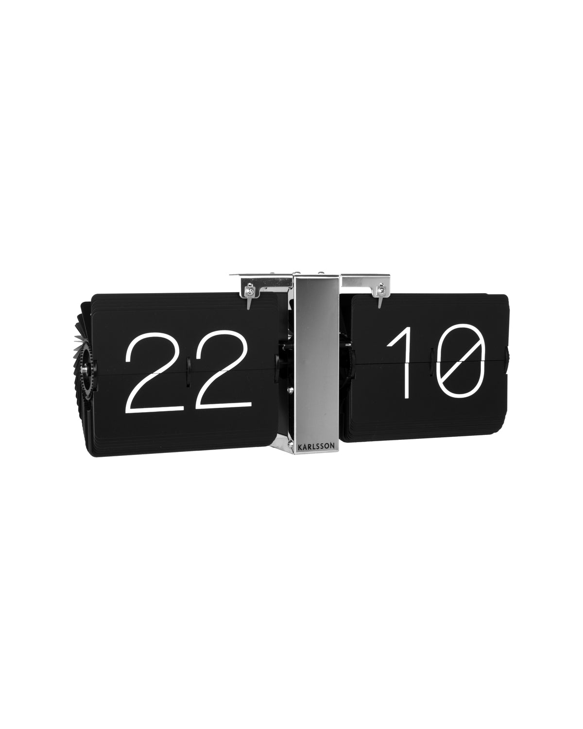 Karlsson flipklok Flip Clock No Case, zwart met chromen standaard, schuin aanzicht