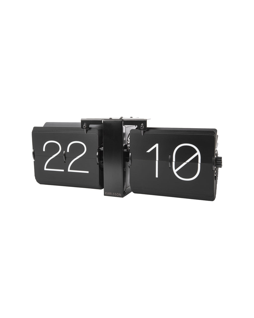 Karlsson flipklok Flip Clock No Case, mat zwart met zwarte standaard, zijaanzicht