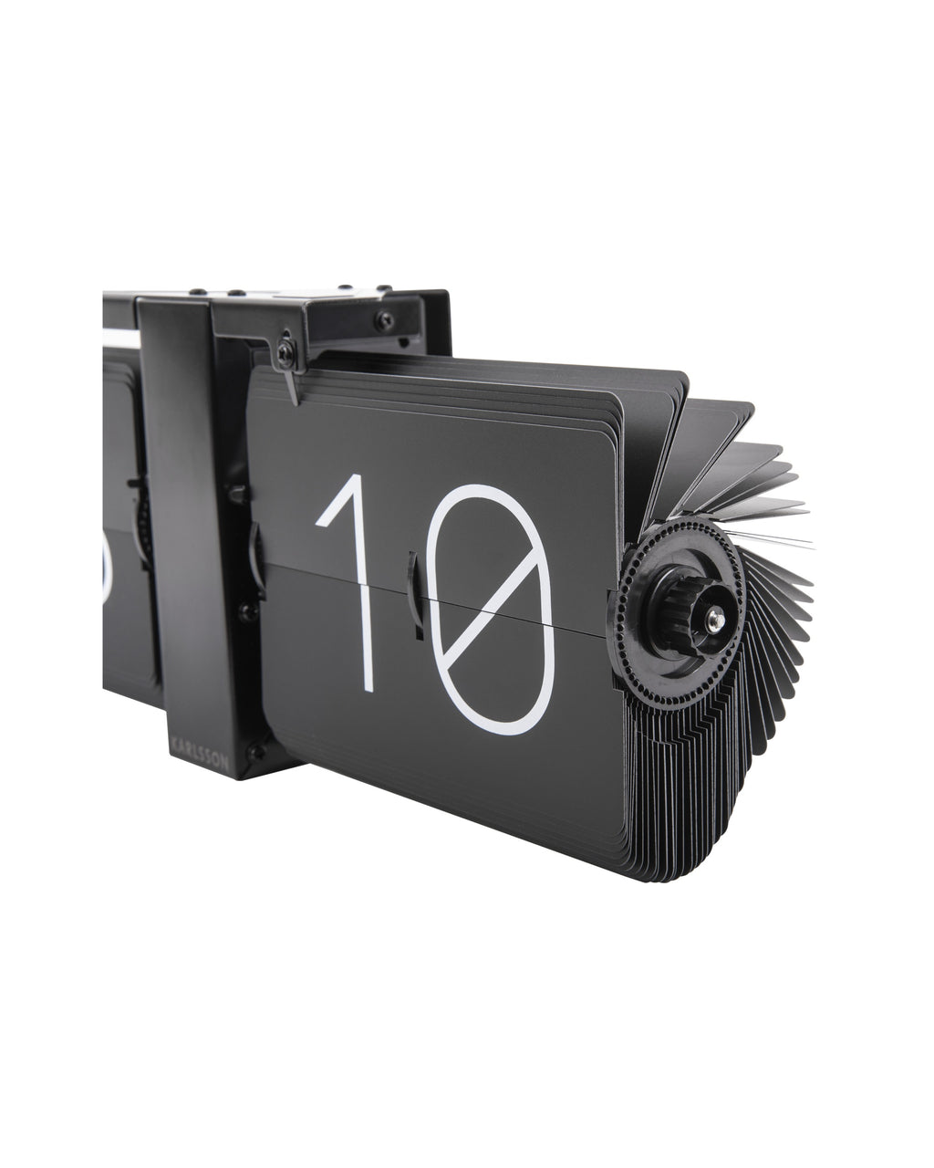 Karlsson flipklok Flip Clock No Case, mat zwart met zwarte standaard, zijaanzicht
