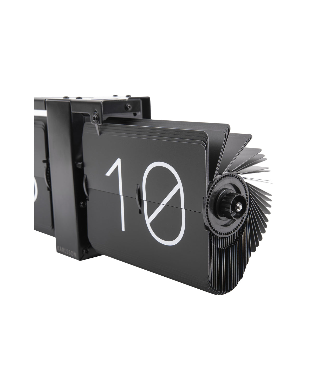 Karlsson flipklok Flip Clock No Case, mat zwart met zwarte standaard, zijaanzicht