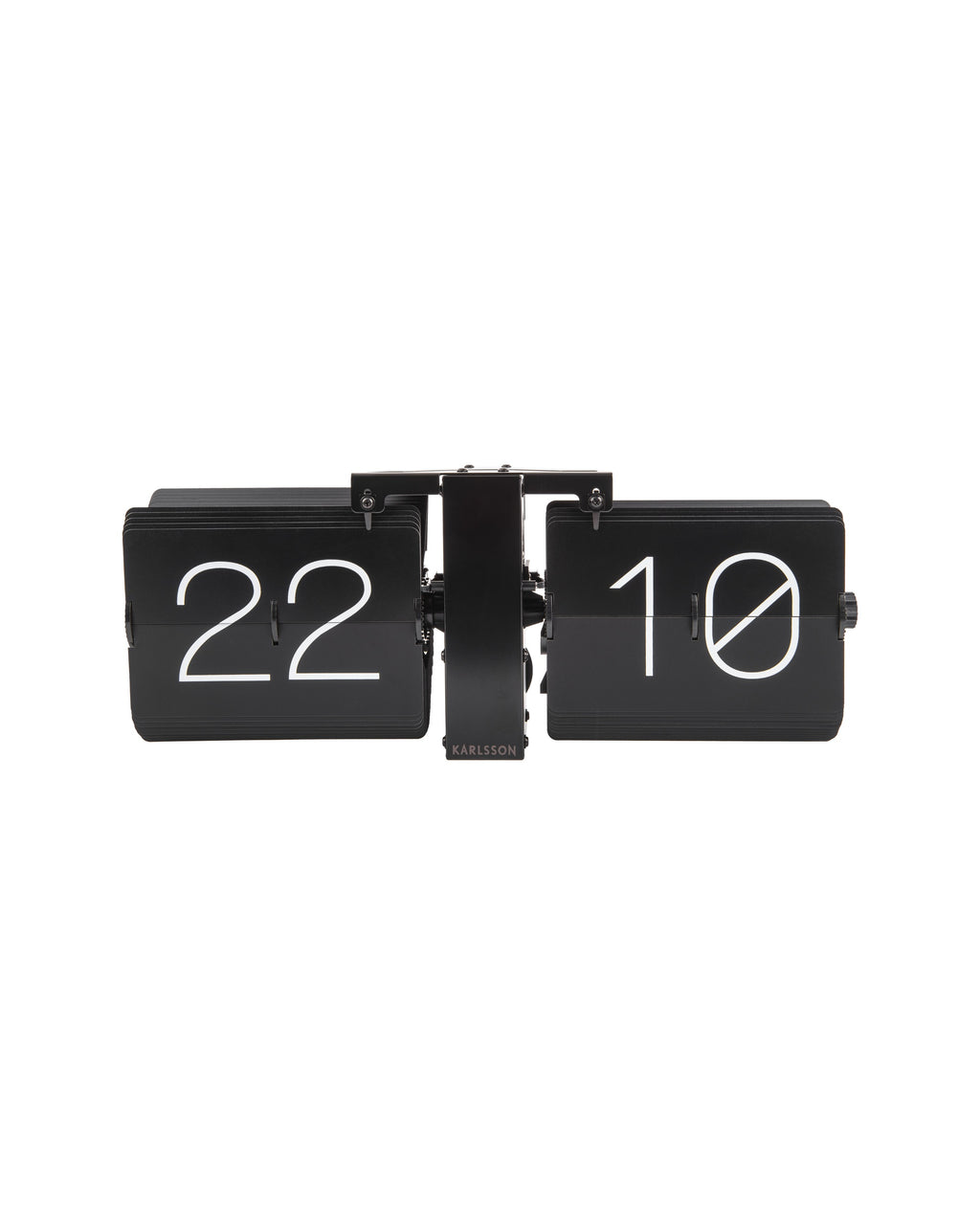 Karlsson flipklok Flip Clock No Case, mat zwart met zwarte standaard, vooraanzicht