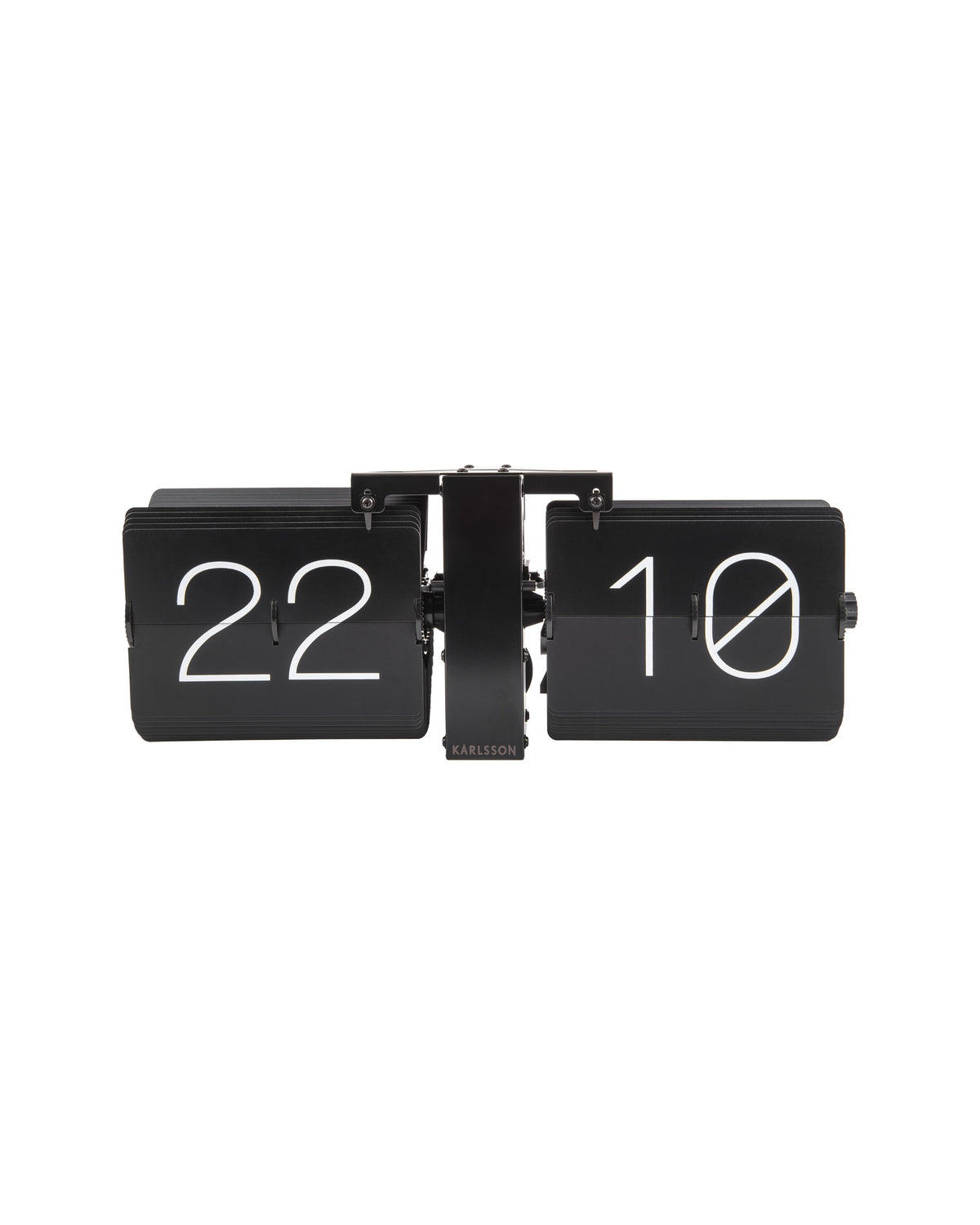 Karlsson flipklok Flip Clock No Case, mat zwart met zwarte standaard, vooraanzicht