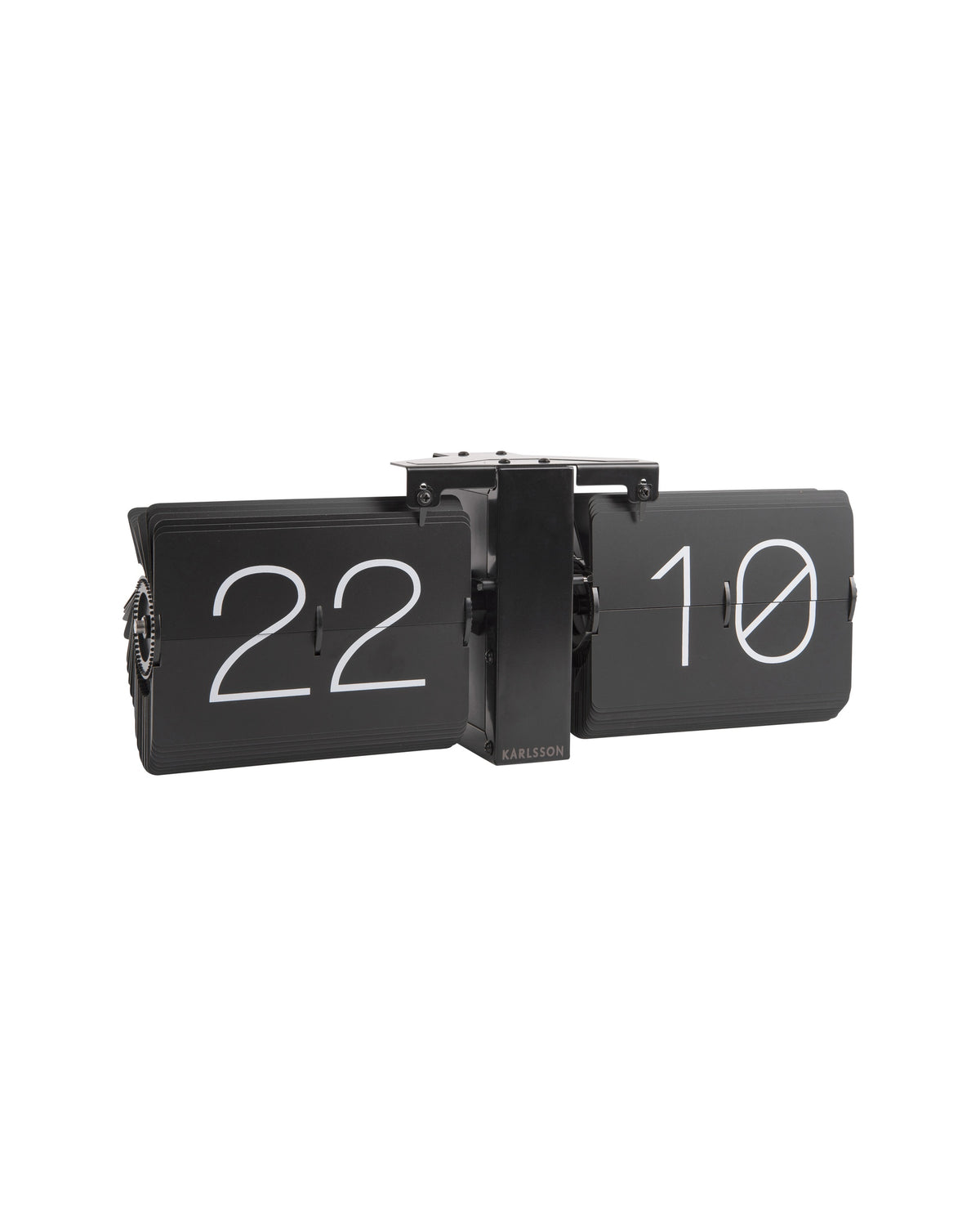 Karlsson flipklok Flip Clock No Case, mat zwart met zwarte standaard, zijaanzicht