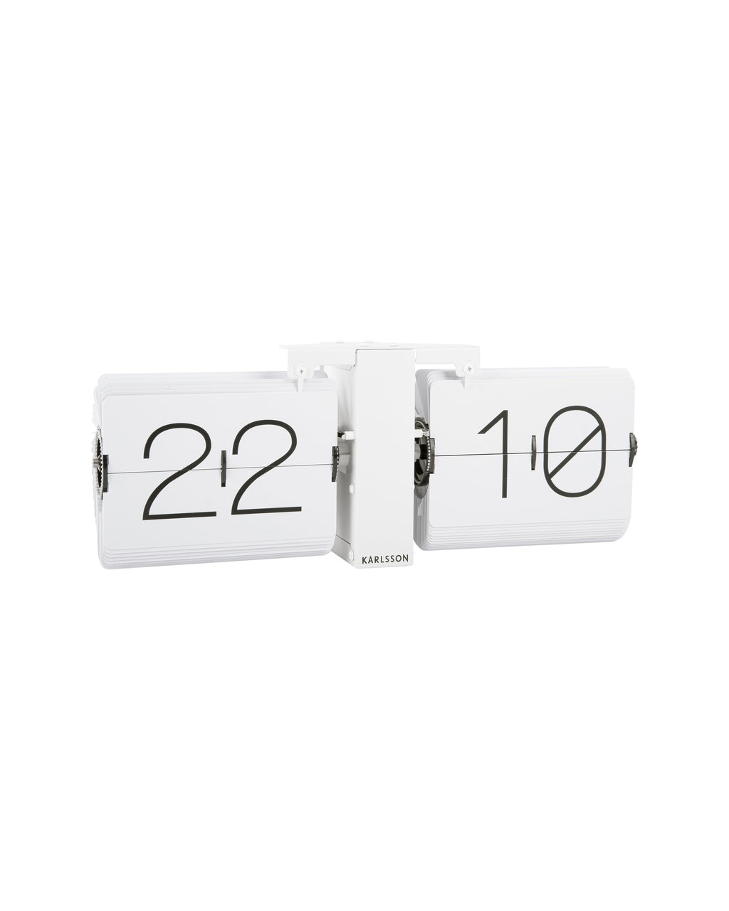 Karlsson flipklok Flip Clock No Case, mat wit met witte standaard, schuin vooraanzicht