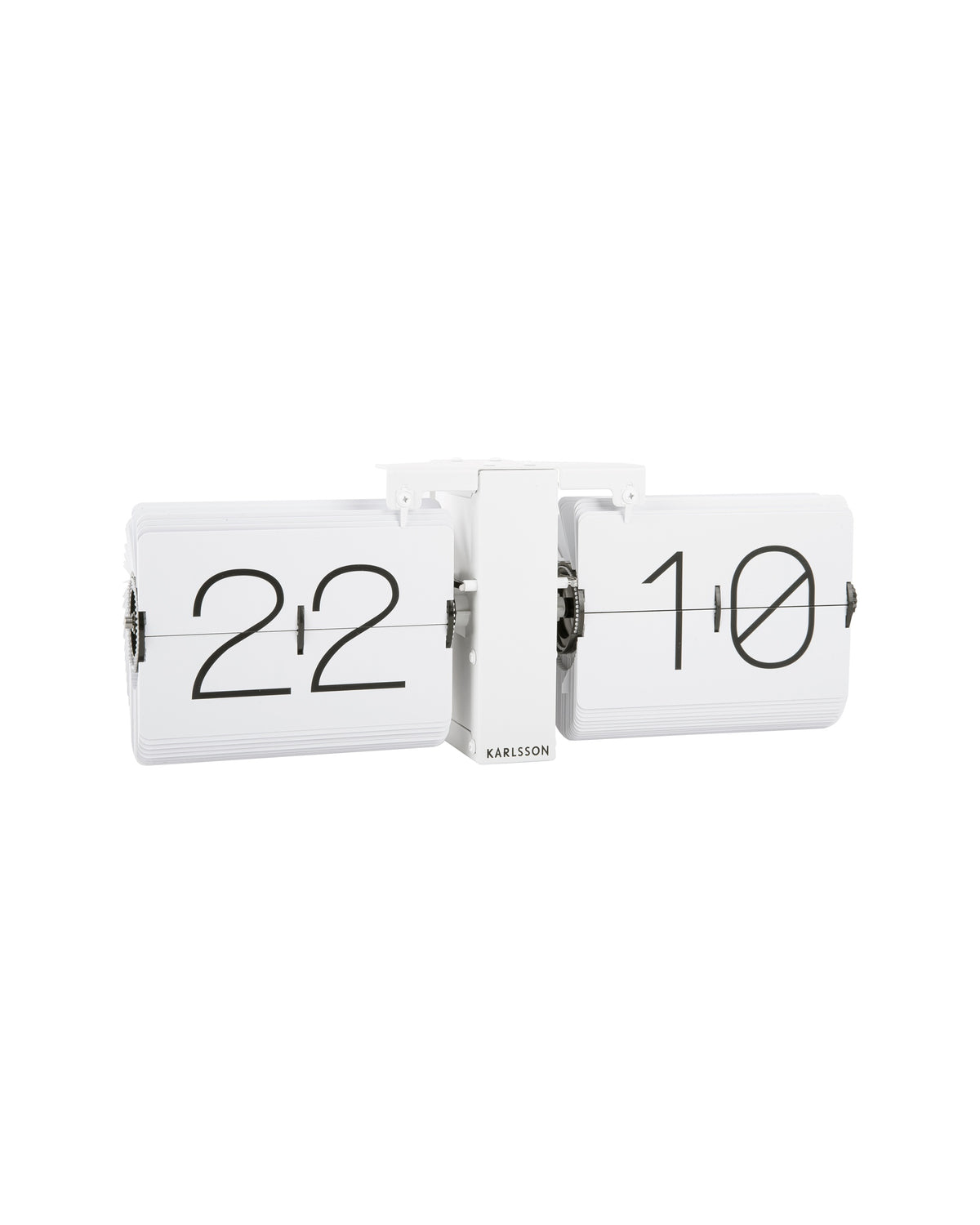 Karlsson flipklok Flip Clock No Case, mat wit met witte standaard, schuin vooraanzicht