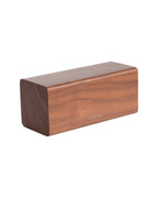 Karlsson wekker Block, donker hout fineer, witte led, schuin aanzicht