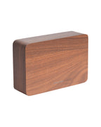 Karlsson wekker Square, donker hout fineer, witte led, schuin aanzicht
