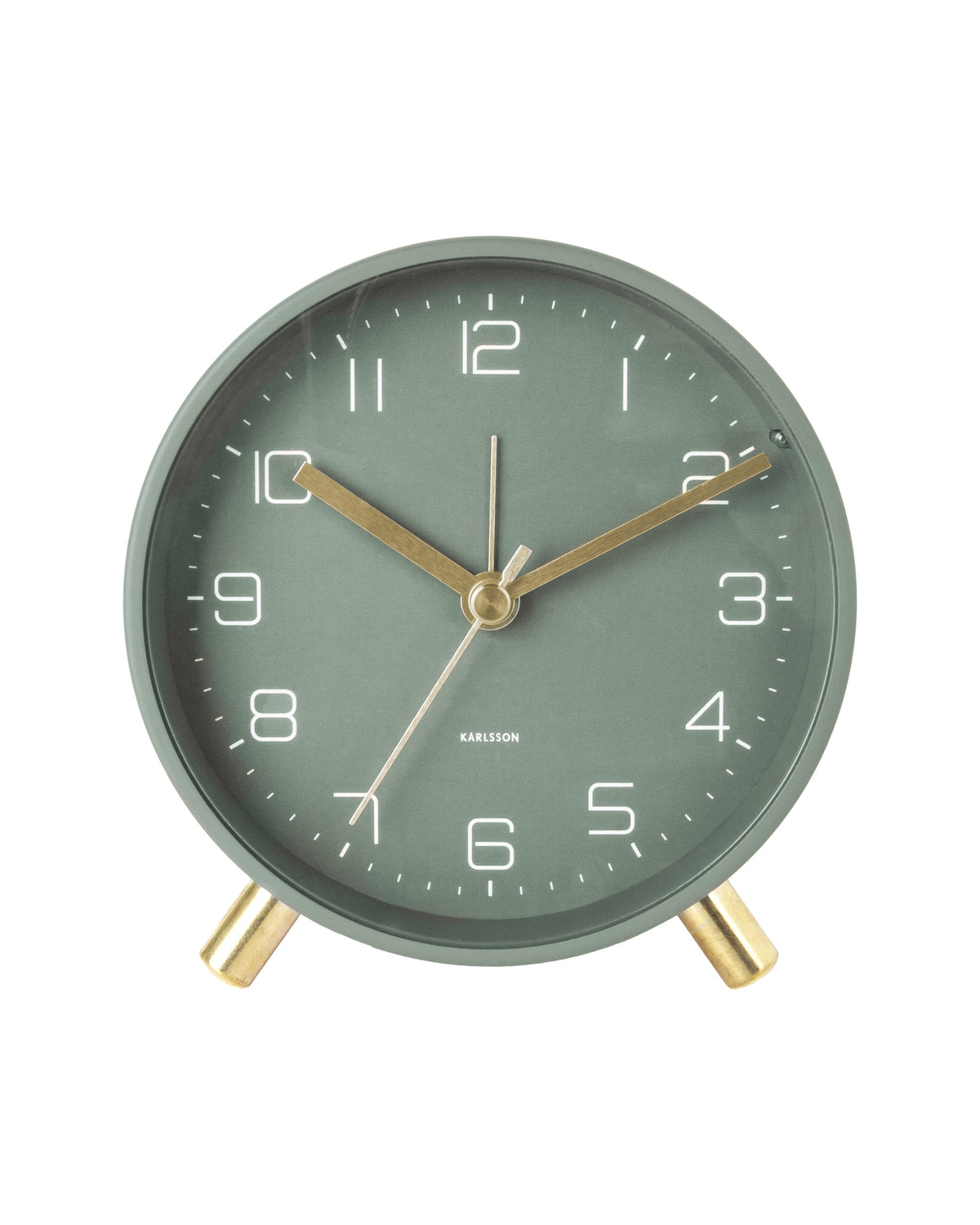 Karlsson wekker Lofty, metaal mat groen, vooraanzicht