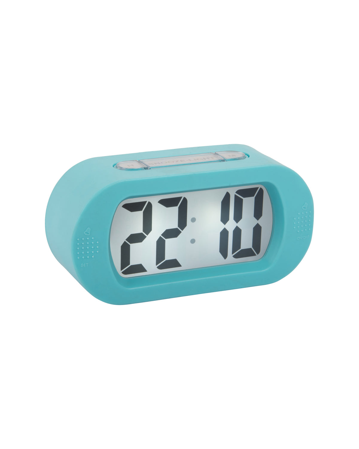 Karlsson wekker Gummy Rubberized, turquoise blauw, schuin aanzicht
