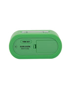 Karlsson wekker Gummy Rubberized, heldergroen, achterkant met knoppen en batterijvak