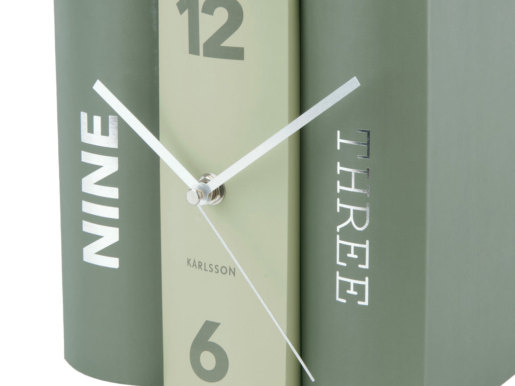 Karlsson tafelklok Book, groen paper, vooraanzicht