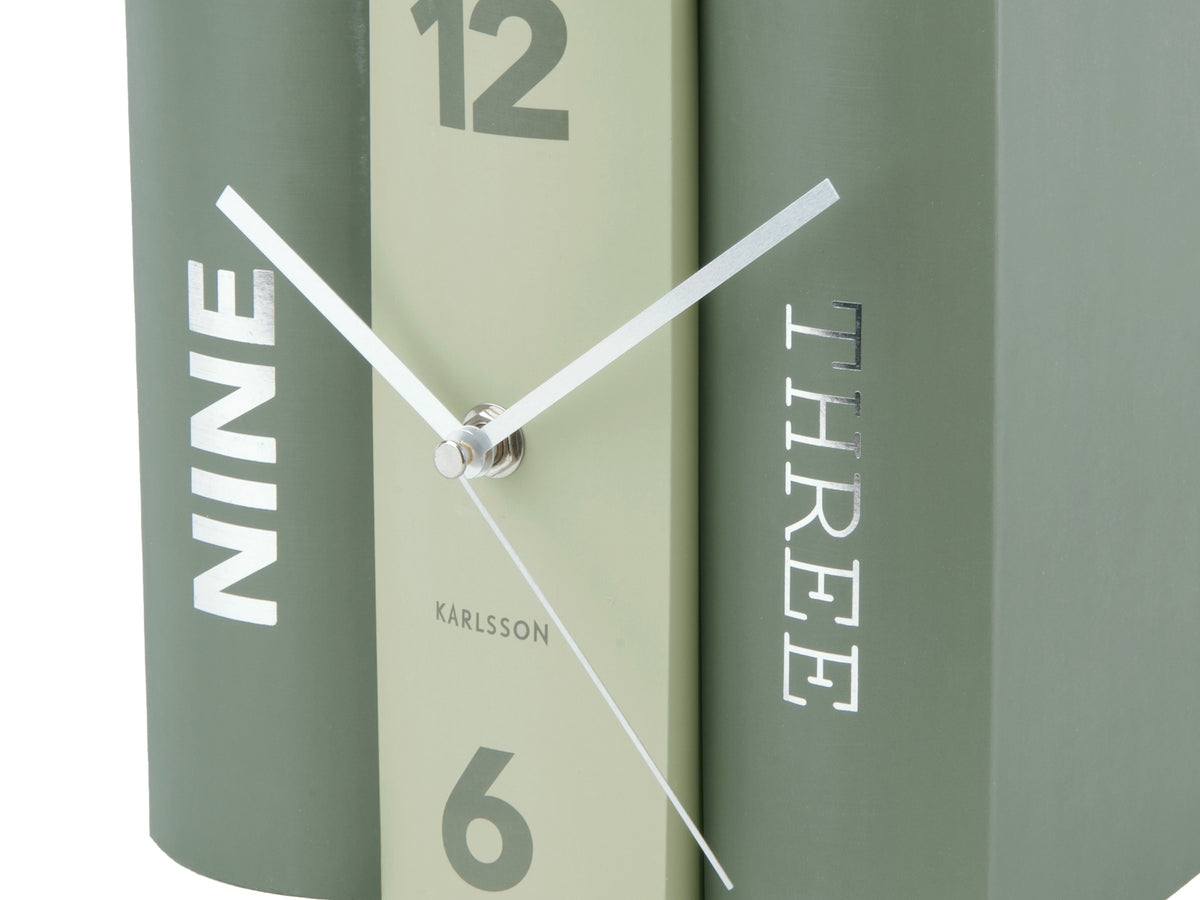 Karlsson tafelklok Book, groen paper, vooraanzicht