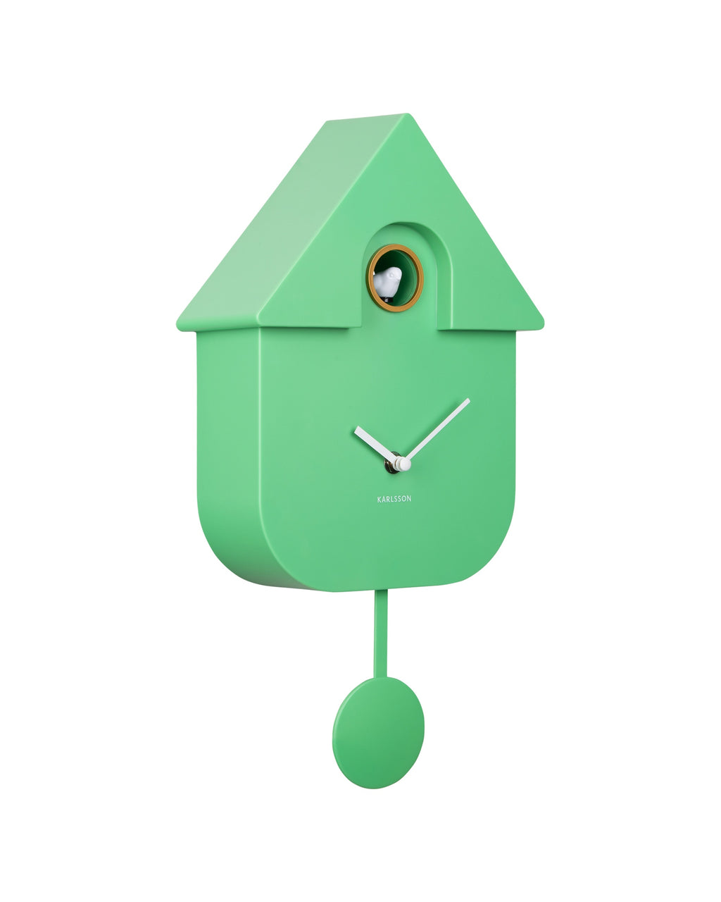 Karlsson koekoeksklok Modern Cuckoo, fel groen abs, schuin aanzicht