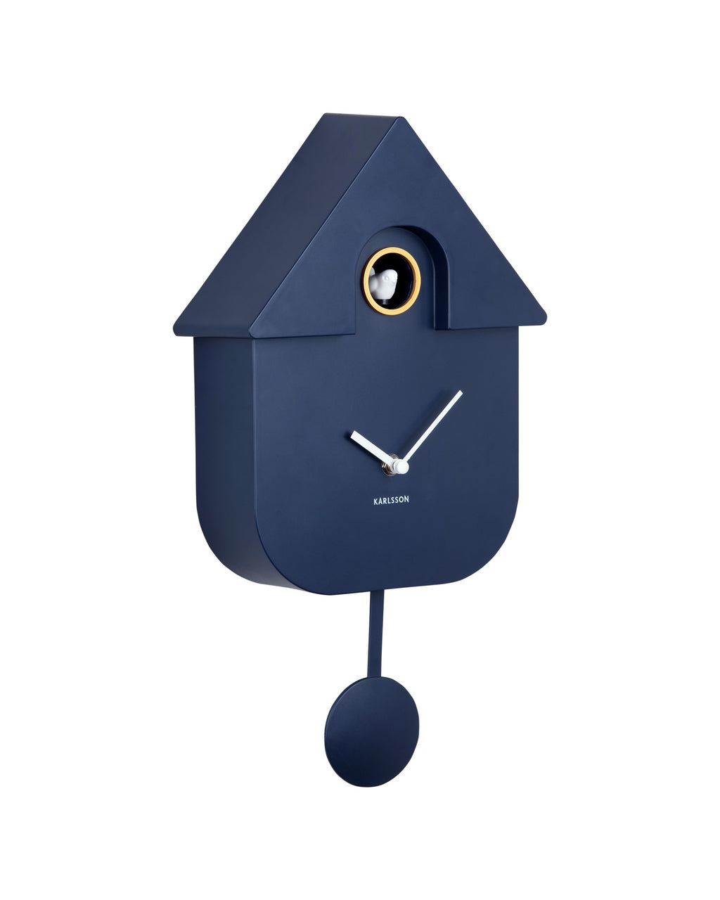 Karlsson koekoeksklok Modern Cuckoo, donkerblauw abs, schuin aanzicht