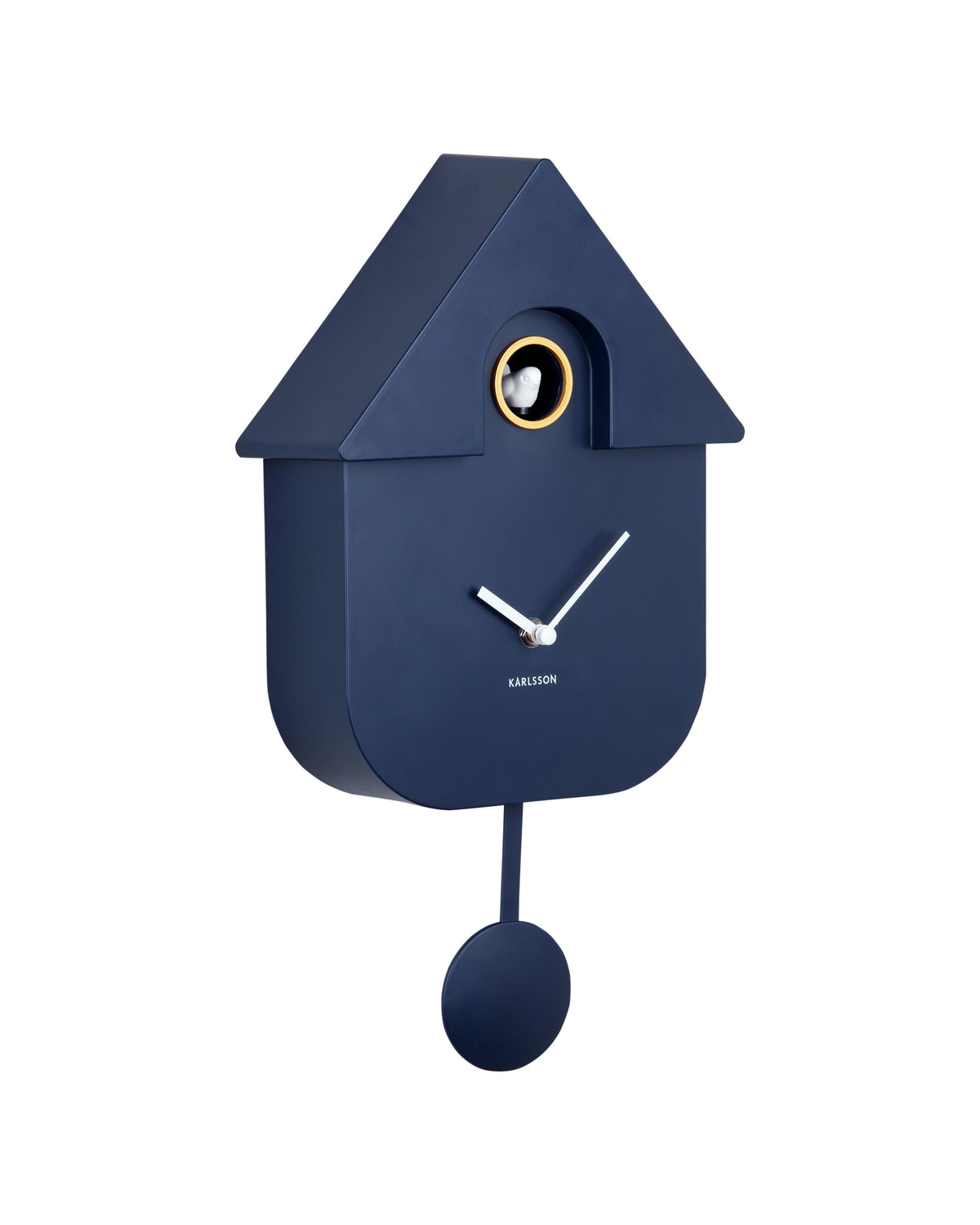 Karlsson koekoeksklok Modern Cuckoo, donkerblauw abs, schuin aanzicht