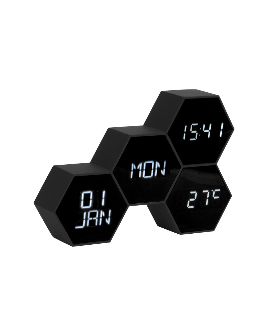 Karlsson wekker Six In The Mix, zwart rubber, vooraanzicht