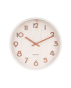 Karlsson wandklok Pure Small, wit lindehout, vooraanzicht