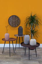 Karlsson wandklok Pure Medium, donker lindehout, sfeerfoto in interieur